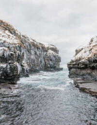 A sea-filled gorge near the village of Gjógv on Eysturoy island. Population: 29